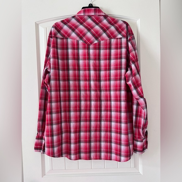Wrangler Western Pearl Snap Long Sleeve‎ Shirt Mens Size XL Red Plaid Cowboy - Picture 4 of 5